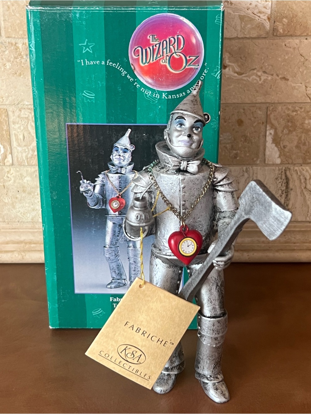 Wizard of Oz Vintage Tin Man tabletop Figurine with Heart Clock with box